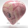 2.9" 255g Banded Rich Deep Pink Rhodocrhsoite w/Inclusions Heart Polished Natural Gemstone Crystal Mineral Specimen - Peru + Stand view 3