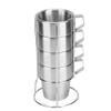 4Pcs Stainless Steel sturdy Coffee Cup Mug with Cup Holder for Home Coffee Shop Use view 1