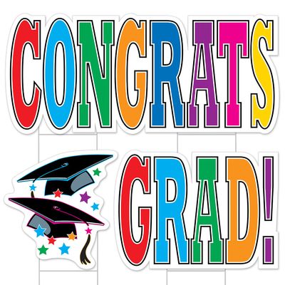 Beistle Jumbo Congrats Grad Yard Sign with Stakes