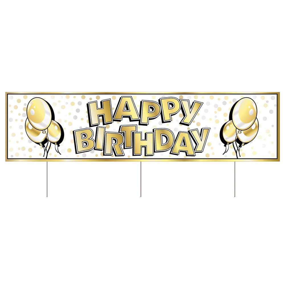 Beistle Plastic Jumbo Happy Birthday Yard Sign With Stakes Outdoor Lawn Decorations