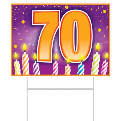 Beistle Plastic 70th Birthday Yard Sign With Stake Outdoor Lawn Decoration