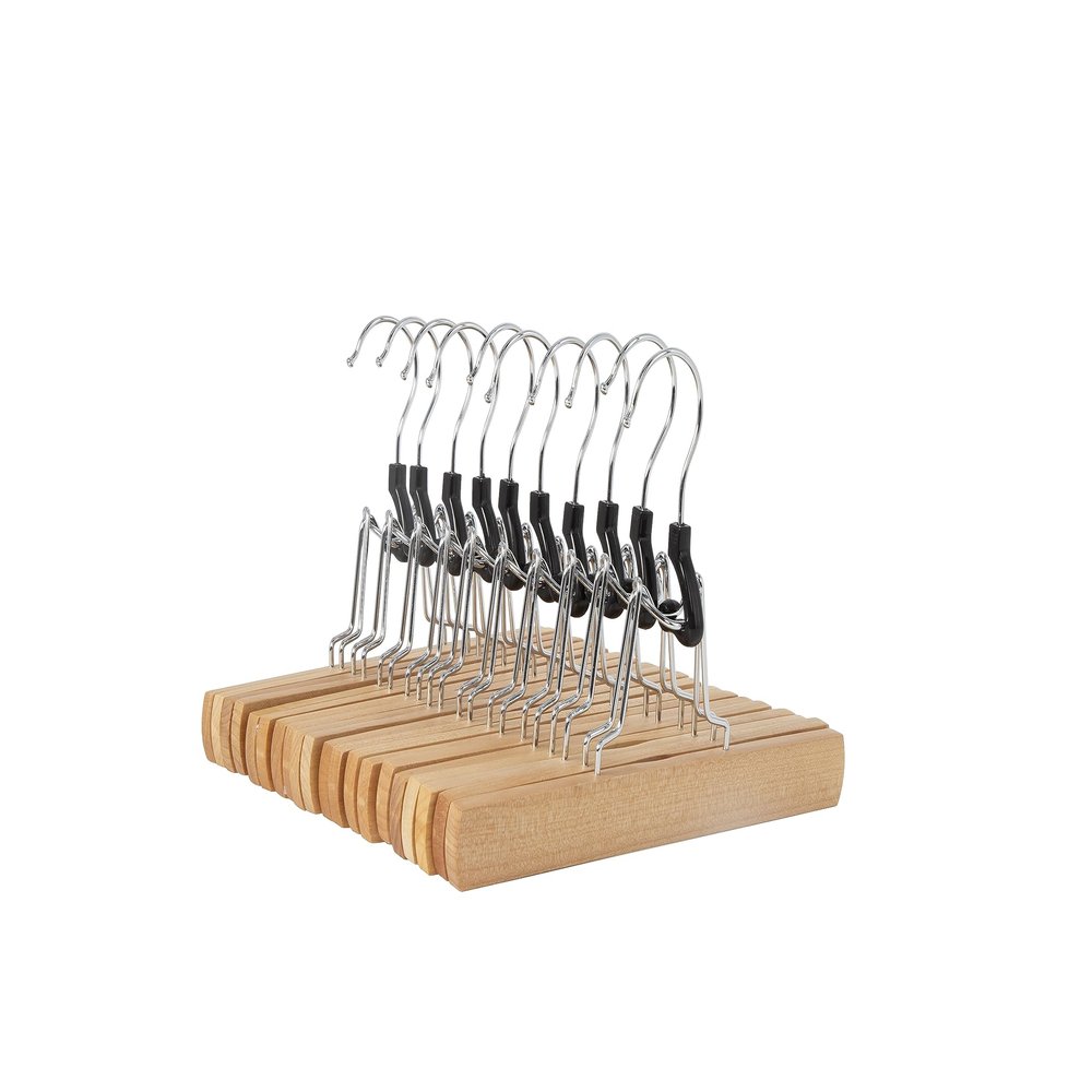 Amazon Basics Wooden Pants Hangers Closet Organizer, Natural, 20-Pack