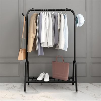 XINGLL Coat Rack Stand, Single Pole Type Floor-to-Ceiling Metal Coat Rack for Bedroom Corridor Office Hanger, 3 in 1 Design Shelf with Base Rack, 3 Colors (Color : Black, Size : 120x33x147cm)