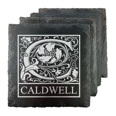 Caldwell Personalized Initial Slate Coasters - Set of 4