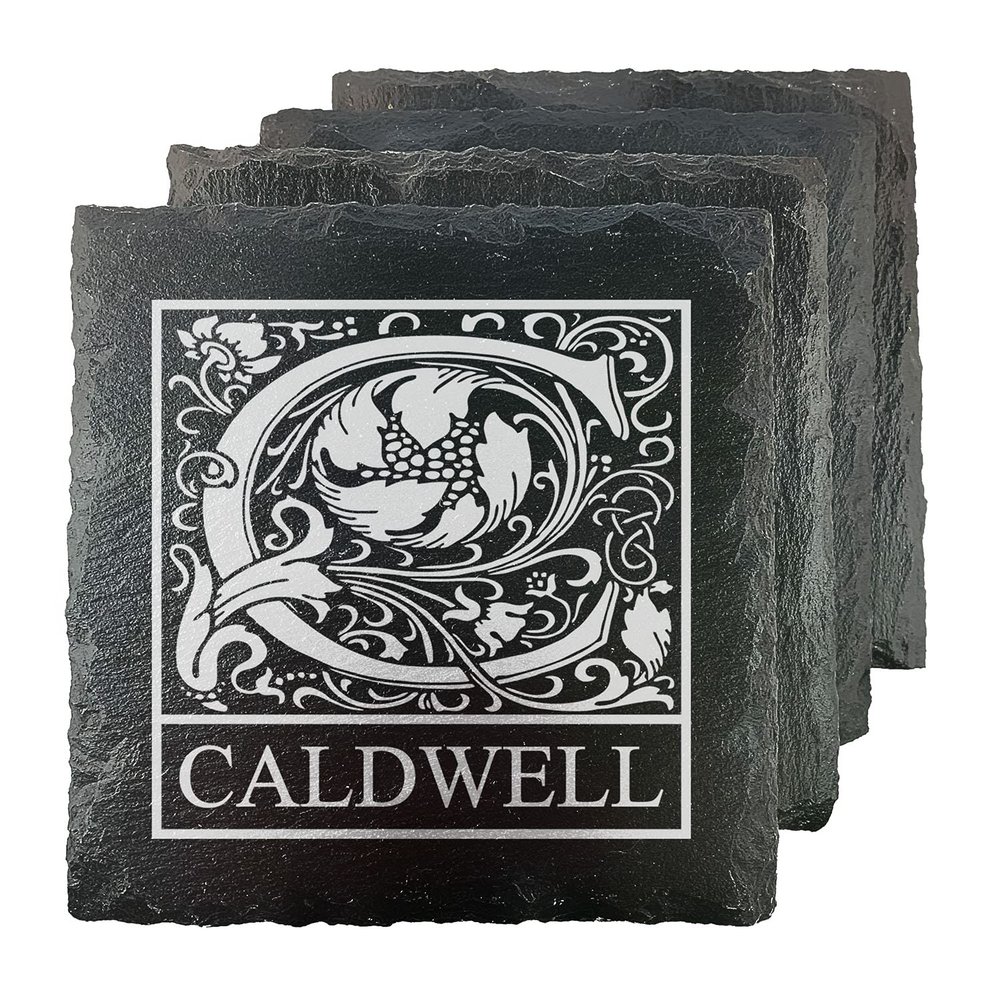 Caldwell Personalized Initial Slate Coasters - Set of 4