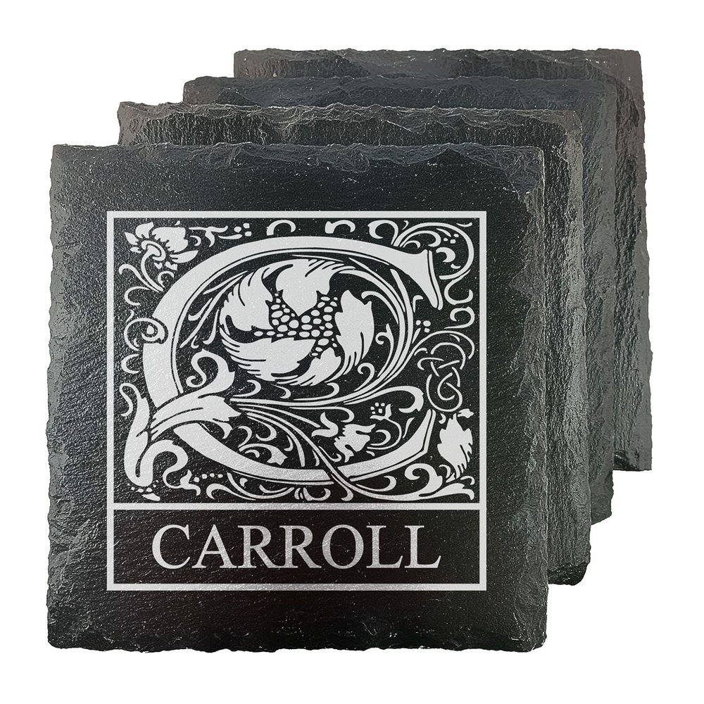 Carroll Personalized Initial Slate Coasters - Set of 4