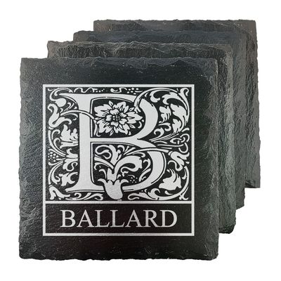 Ballard Personalized Initial Slate Coasters - Set of 4