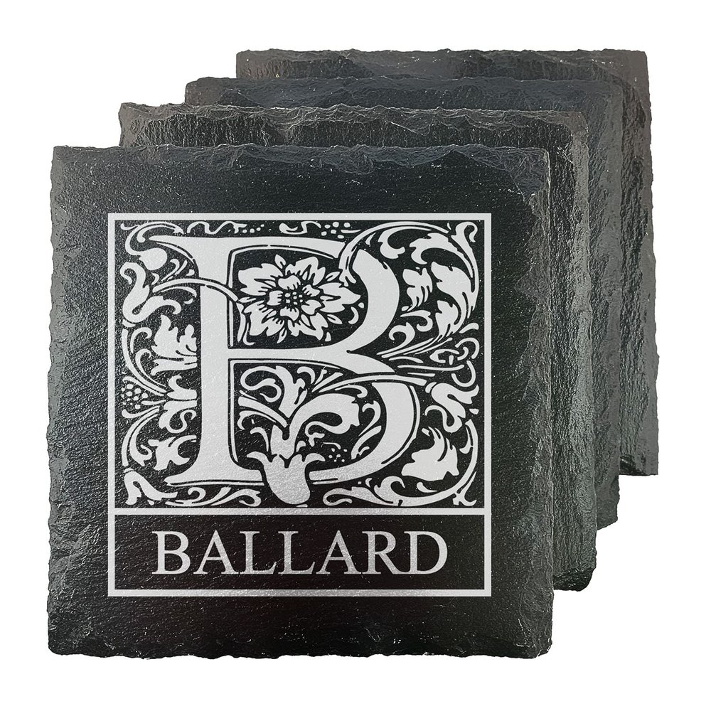 Ballard Personalized Initial Slate Coasters - Set of 4