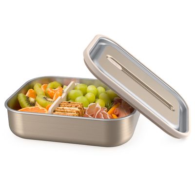 Bentgo MicroSteel Leak-Proof Lunch Box - Microwave-Safe, Oven-Safe, Bento-Style Container with Removable Divider, Airtight Lid, Sustainable Design, Odor & Stain Resistant (Gold)