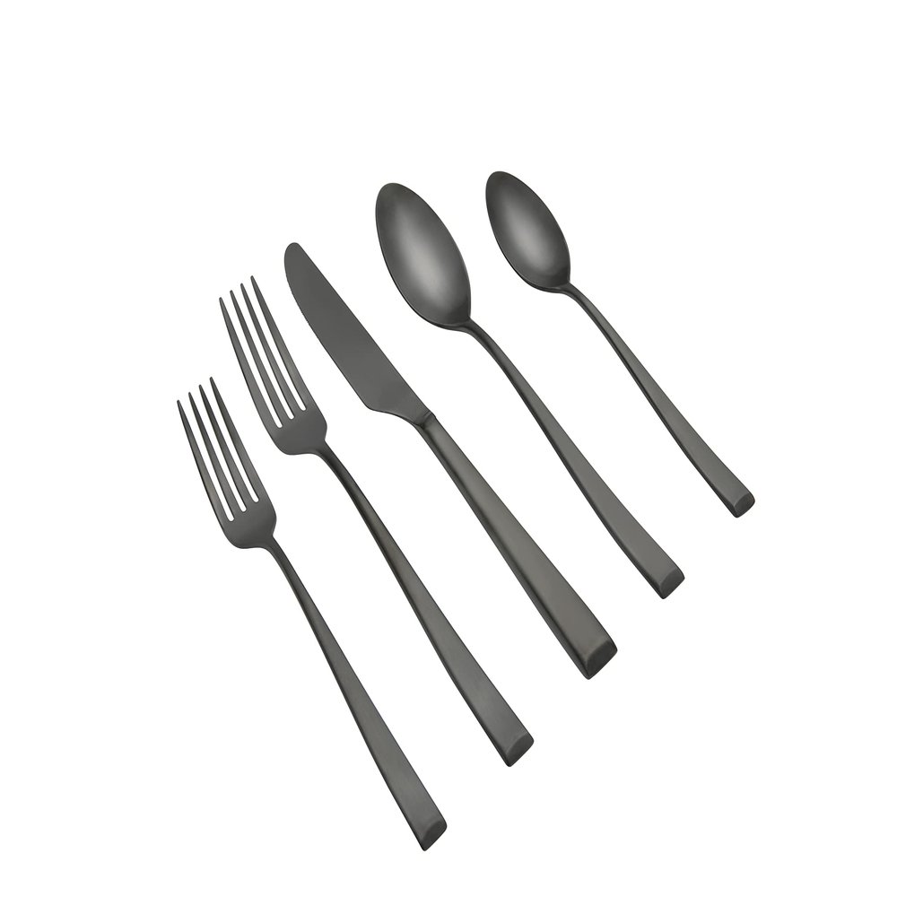 CAMBRIDGE Silversmiths Marlise Black Satin 20-Piece Flatware Set, Service for 4