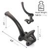 Ambipolar 5-Pack Cast Iron Heavy Duty Double Wall Hooks, Vintage Black Coat Hooks Wall Mounted for Mudroom, Hat Rack, Purse Hooks view 2