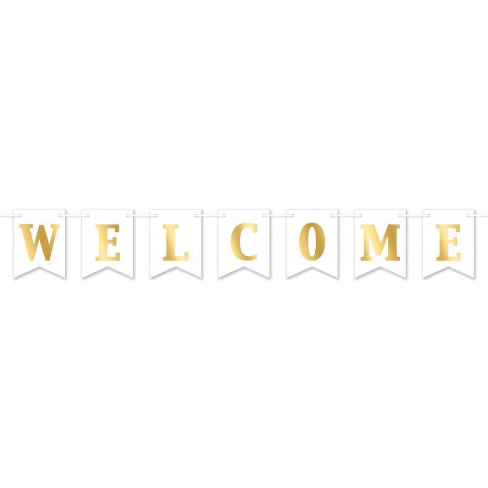 8" White and Yellow All Year-Round Occasions Foil "Welcome" Streamer