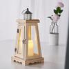 14 Inch Rustic Wooden Candle Lantern, Decorative Candle Lantern Tabletop Centerpiece, Mantle, Wall Hanging, or Garden Display, Indoor & Outdoor Use view 1