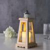 14 Inch Rustic Wooden Candle Lantern, Decorative Candle Lantern Tabletop Centerpiece, Mantle, Wall Hanging, or Garden Display, Indoor & Outdoor Use view 2