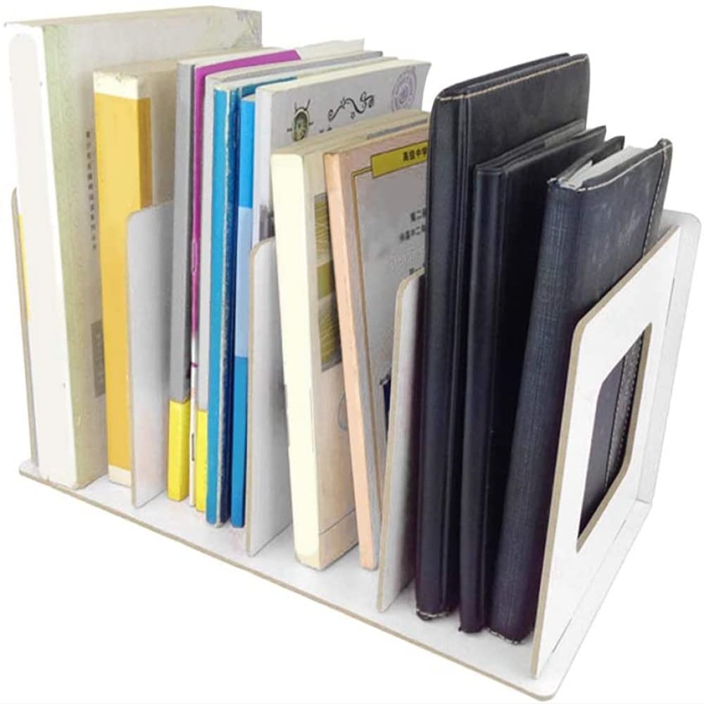 Table Magazine Rack, DIY Wooden Book Magazine Rack for Adult Student-Blanc Chaud