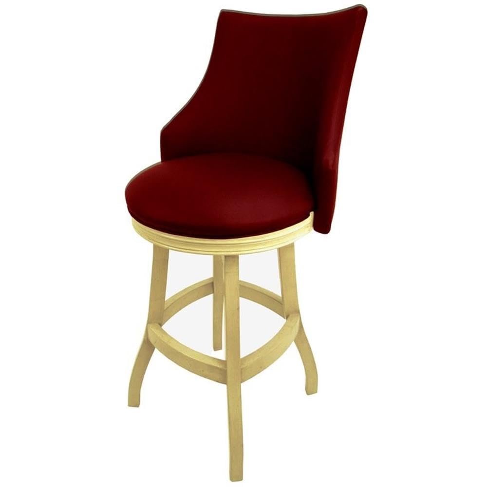 Tobias Designs 30" Swivel Solid Wood Bar Stool in Red/Beige