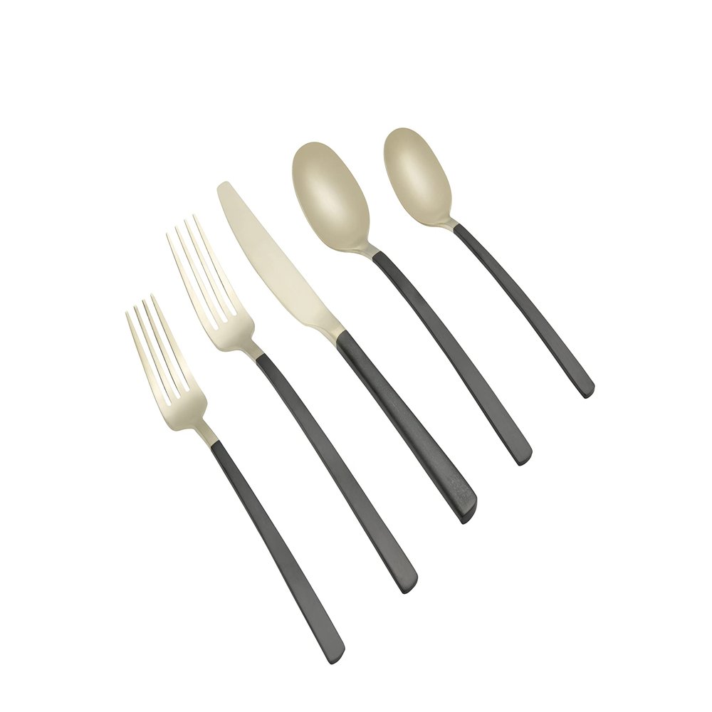 Cambridge Silversmiths Beacon Black Champagne Satin 20-Piece Flatware Set, Service for 4