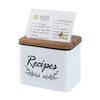 NIKKY HOME 4x6 Kitchen Metal Recipe Organization Box Leaf Pattern with 24 Cards and 8 Dividers, White view 1