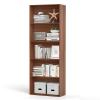 DORTALA Bookcase 5-Shelf Multi-Functional Modern Wood Storage Display Open Bookshelf for Home Office, Walnut view 1