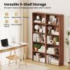 DORTALA Bookcase 5-Shelf Multi-Functional Modern Wood Storage Display Open Bookshelf for Home Office, Walnut view 4