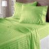 1200-Thread-Count Best 100% Egpytian Cotton 4PC Bed Sheet Set Emperor Size Fit 6-10" Inches Deep Pocket (Stripe, Sage Green) - Machine Washable view 1