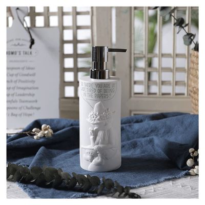 BDPP Soap Dispenser Ceramic Lotion Bottled Creative Lotion Dispenser Bathroom Soap Pump Soap Dispenser Kitchen Countertop 400ml (Color : White)
