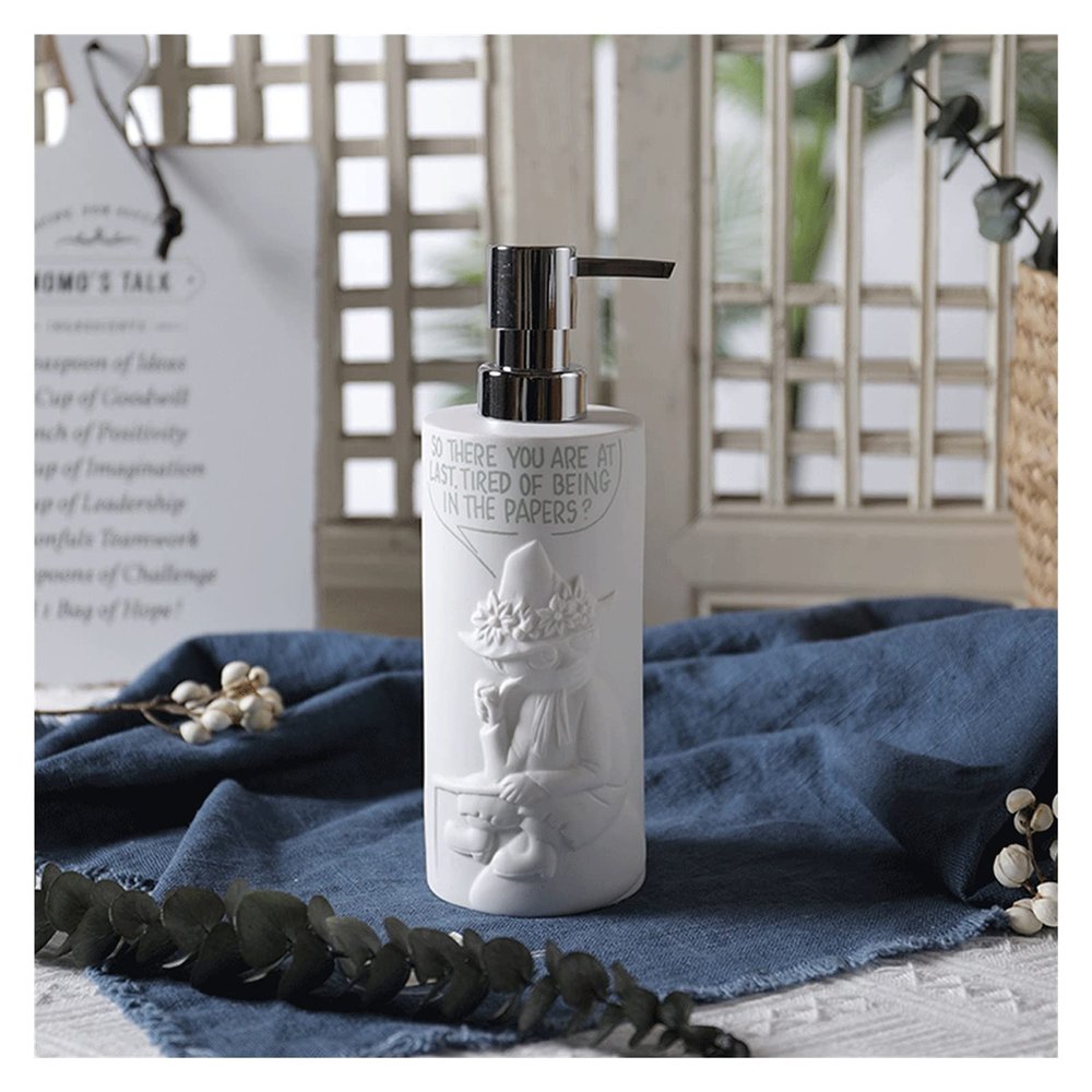 BDPP Soap Dispenser Ceramic Lotion Bottled Creative Lotion Dispenser Bathroom Soap Pump Soap Dispenser Kitchen Countertop 400ml (Color : White)