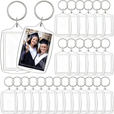 Bamboopack 25Pcs Blank Photo Frame Insert Keychains Acrylic Photo Snap-in Key Chain Custom Personalised Insert Photo Picture Frame Keychain Keyring(Clear)