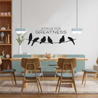 Strive for Greatness Things Quote Cute Little Birds Silhouette Decor Design Vinyl Wall Sticker Wall Art Wall Decal Boys Girls Kids Room Design Bedroom Nursery KinderHome Decoration Size (8x10 inch)
