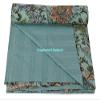 New Handmade Indian Kantha Blanket Blanket Unique Art Floral Boho Cotton Beautiful Throw Pure Cotton Quilt (Green, King 90"x108" with Sham Cover) view 4