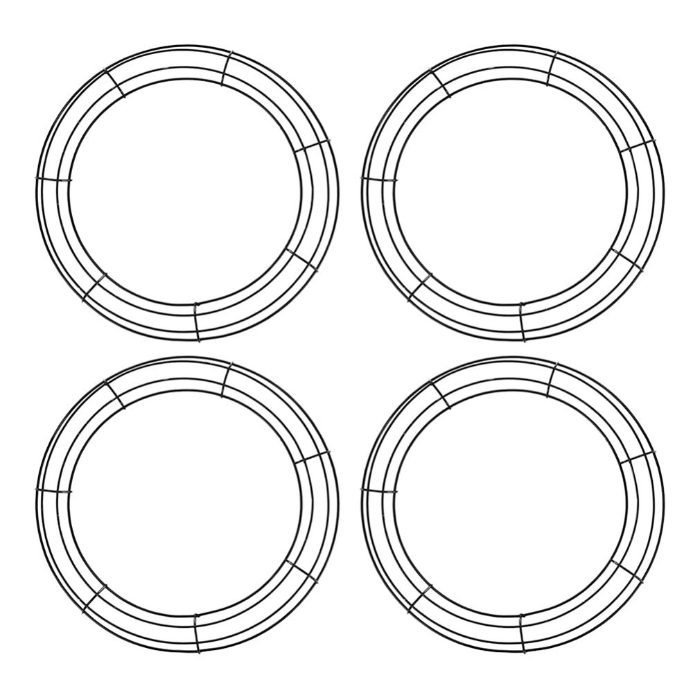 EXCEART 4pcs Iron Wreath Hoops for DIY Garland Craft Sturdy Wire Wreath Frame Black for Christmas Weddings and Holiday Decorations
