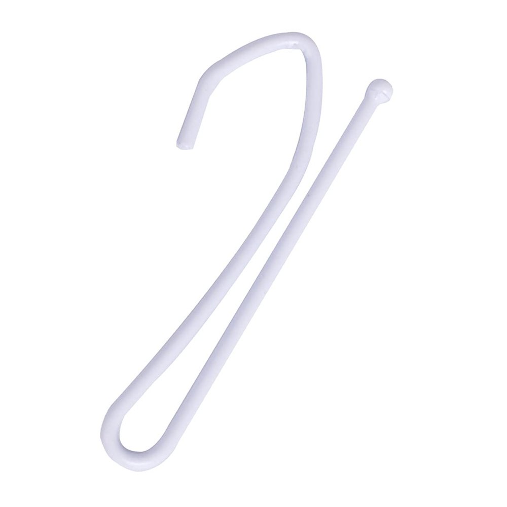 Ailejia Curtain Hooks Single Prongs Metal White Long S Hooks Pinch Pleat Drapery Hook for Window Curtain, Door Curtain and Shower Curtain 60 Pcs (Iron White)