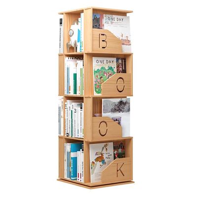 Bookcases Rotating Corner Wooden Bookshelf Multiple Tiers Bedroom Kids Room, Multifunctional 360 Degree Rotating Freestanding Corner Shelf Storage Rack (Color : Wood, Size : 40 * 43 * 132cm)