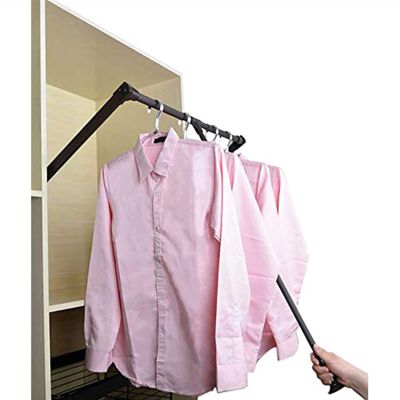 LYLFF Drop-Down Wardrobe Rails, Aluminum Lifting Rails, Organizer Storage System, Closet Hanger Rods, Save Space, Load 30kg (Size : 600-830mm)