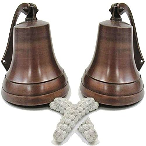 Antique 8" Nautical Wall Hanging Ship Bell with Rope Decorative Gift Replica