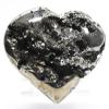 2.4" 180g Pyrite Cubes Geode Carved into Heart Polished Natural Sparkling Gemstone Druzy Crystal Mineral Cluster Specimen - Peru + Stand view 3
