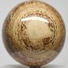 3.5" 2LBs Banded Cream Brown Aragonite Sphere Polished Natural Layered SW UV Reactive Gemstone Crystal Mineral Ball - Peru + Stand view 2