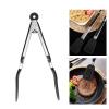 Fdit Cooking Tongs, Stainless Steel Kitchen Silicone Serving Tongs Food Spatula Clamp Meat Barbecue Steak Tongs Baking Tool for Home BBQ (9 inch-Black) view 3