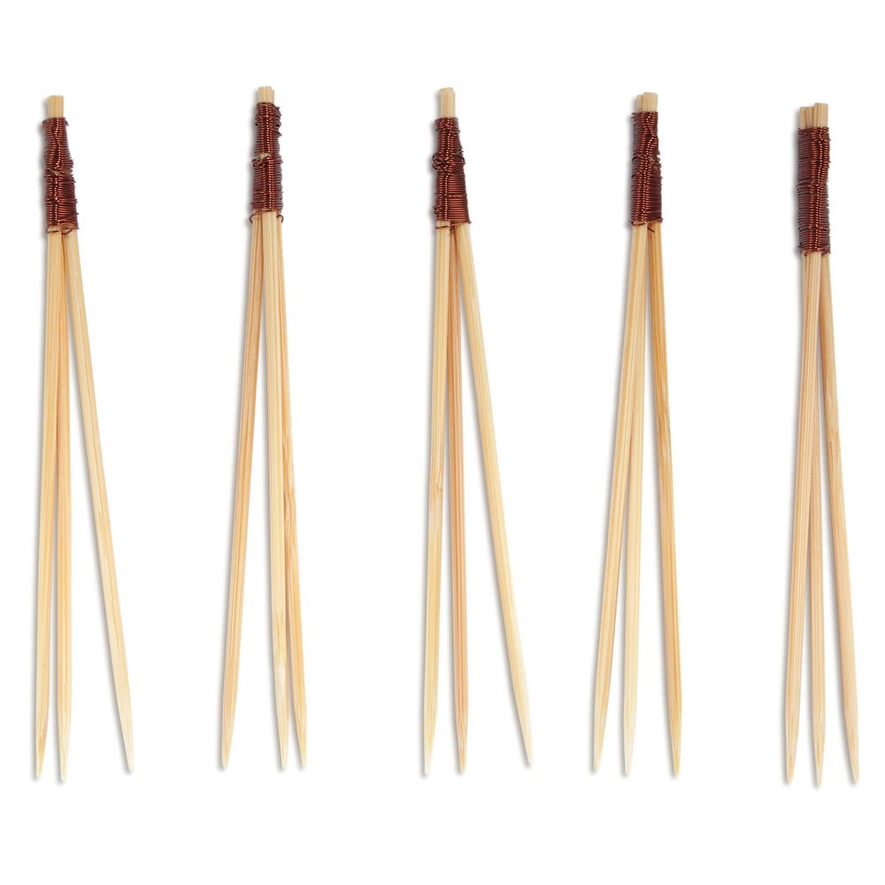BambooMN - Bamboo Trident Picks - Brown Wire - for CateBrown Events, Holidays, Restaurants or Party Supplies - 3.5" - 1,000 Pieces