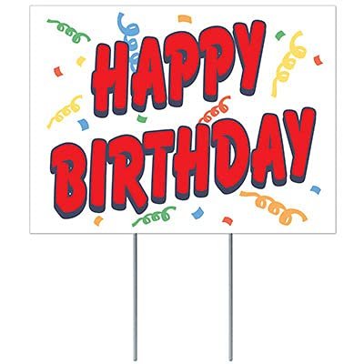 Plastic Happy Birthday Yard Sign, (Pack of 6)