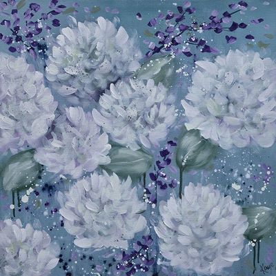 ArtExpert Blue Flowers I by Kaye Lake - 16x16 Art Print Poster