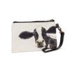 Abbott Collection 96-POUCH-CN-05 Rosa Cow Zip Pouch with Strap, White/Black view 1