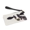 Abbott Collection 96-POUCH-CN-05 Rosa Cow Zip Pouch with Strap, White/Black view 2