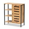 Baxton Studio Vander Modern and Contemporary Oak Brown Finished Wood and Black Finished Metal 1-Door Shoe Storage Cabinet view 1
