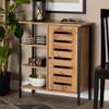 Baxton Studio Vander Modern and Contemporary Oak Brown Finished Wood and Black Finished Metal 1-Door Shoe Storage Cabinet view 2