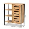 Baxton Studio Vander Modern and Contemporary Oak Brown Finished Wood and Black Finished Metal 1-Door Shoe Storage Cabinet view 3