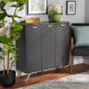 Baxton Studio Kelson Modern and Contemporary Dark Grey and Gold Finished Wood 3-Door Shoe Cabinet view 2