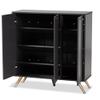 Baxton Studio Kelson Modern and Contemporary Dark Grey and Gold Finished Wood 3-Door Shoe Cabinet view 4