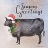 ArtExpert Vintage Christmas Be Merry Cow by Bluebird Barn - 16x16 Art Print Poster view 1