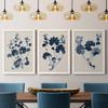 Wall Dcor, Dining Wall Art, Architecture, American, Modern, Traditional, Italianate, Floral, White Barnwood Framed Canvas, 3 Piece Set, Navy & Linen Leaves II 31X43 view 4